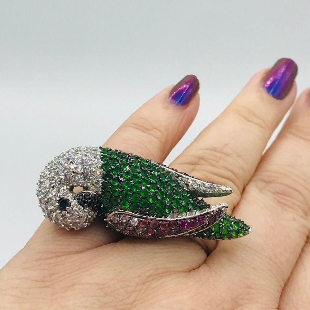 NEW RHODIUM PLATED CZ PARROT RING - Picture 10 of 16
